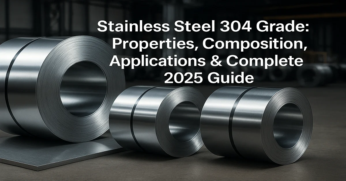 Close-up of stainless steel 304 coils showing polished metallic surface, representing durability and corrosion resistance.